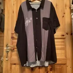オーバーサイズ黒グレーシャツ 音符刺繍