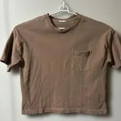 ブラウン Lサイズ ポケット付き Tシャツ