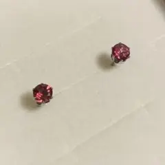 ピンクトパーズ ピアス 4mm シルバー サージカルステンレス