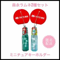 森永 ラムネ　ミニボトル　キーホルダー　ミニチュア　食品サンプル　タイトー限定