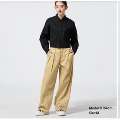 GU インタックワイドパンツQ+E ジーユー ベージュ 2XL 大きいサイズ