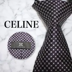 【極美品】 CELINE セリーヌ ネクタイ パープル 総柄 マカダム