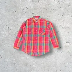 Phentiss マドラスチェックシャツ　長袖シャツ　総柄チェックシャツ