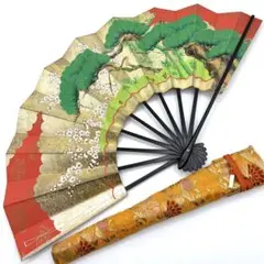 【ケース付】両面絵柄 金銀蒔絵飾り扇子 29cm 舞扇子 日本舞踊