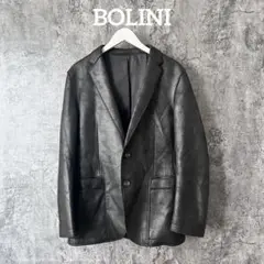 570 BOLINI 合皮レザー テーラードジャケット ブラック 高見え