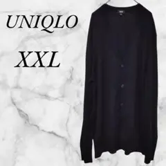 ユニクロ　カーディガン　ウール100　長袖　ロング丈　XXL　ネイビー