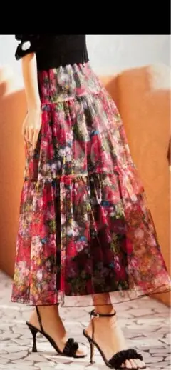 エムズグレイシー42花柄チュールスカート