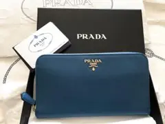 新品★プラダ★ユニセックス★財布★ラウンドファスナー:ブルーネイビー 紺色