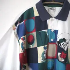【レア】90’sディズニー ミッキーマウス ゴルフポロシャツ オールドミッキー