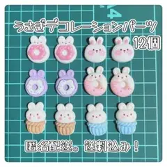 うさぎ・ウサギ ・ゆめかわ・可愛い デコレーションパーツ 12個セット
