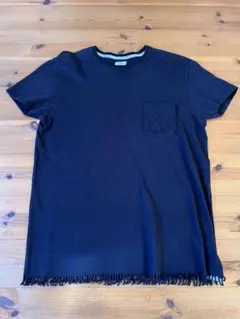ETHOS エトス Tシャツ Sブラック無地 裾フリンジ 日本製