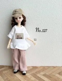 22cmドール服　プリントTシャツ ボトムス【2点セット】