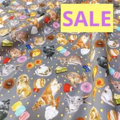1枚SALE 【オリジナル生地】スイーツうさちゃんず　グレー