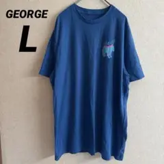 GEORGE Tシャツ 半袖 ブルー 青 Lサイズ ビッグサイズ オーバーサイズ