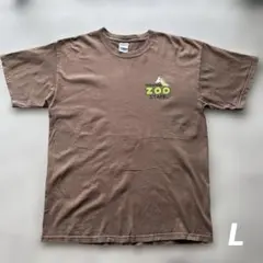 アメリカ古着半袖Tシャツ"ZOO"ブラウン L 動物園 アニマル 茶色 USA