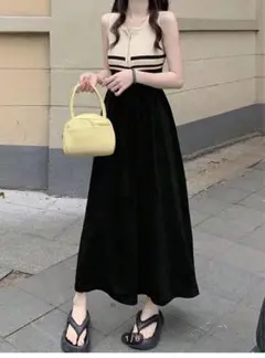 ノースリーブロングニットワンピース