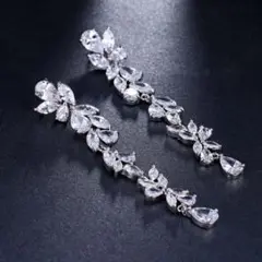 キュービックジルコニア ロング ドロップ イヤリング