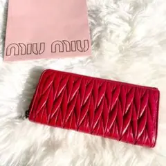 ✨極美品✨MIUMIU ミュウミュウ 長財布 ギャザー ラウンドファスナー