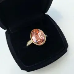 【新品】リング　指輪　ビジュー　サーモンピンク　カラー　13号　ゴールド