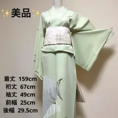 【美品】正絹 若草色の上品付け下げ＊金彩入り着物 入学式 お花見 結婚式