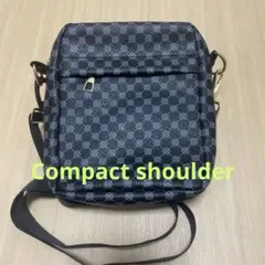 黒、グレーのドットパターン ショルダーバッグ