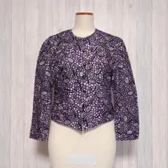 【Bdllesophia】ノーカラージャケット ラメ模様 高級感 紫 M