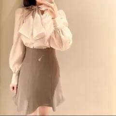 美品 アリエク Aラインハイウエストスカショーパン