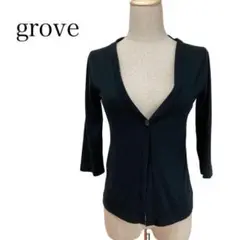【人気】grove カーディガン 黒 日本製 美シルエット 完売品