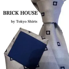 BRICK HOUSEブリックハウスシルバーネクタイ正方形柄小紋柄ポリエステル製