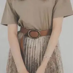 CLANE サークルバックルワイドベルト キャメル