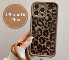 ヒョウ柄 iPhone16plus ケース スマホケース レオパード柄 ブラウン