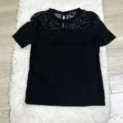 美品✨INGNIレース切り替え黒半袖トップスMサイズ✨✨