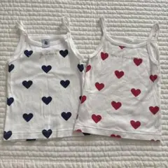 ハート柄タンクトップ 2枚セット 3歳用