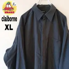 USA古着 claiborne ネルシャツ　XL チャコールグレー