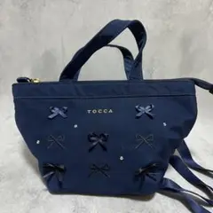TOCCA 2way リボン ショルダー トートバッグ ネイビー
