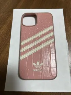 iPhone14 adidas ピンク クロコダイル風 ケース