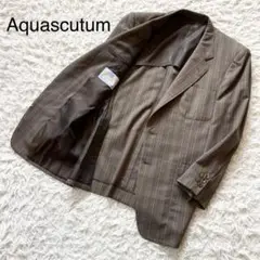 美品 Aquascutum ブラウン チェック テーラードジャケット 2B