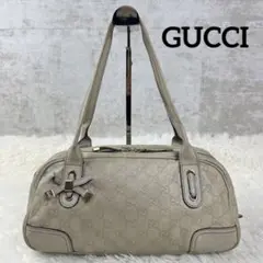 GUCCI ショルダーバッグ トート シマレザー GG プリンシーオフホワイト