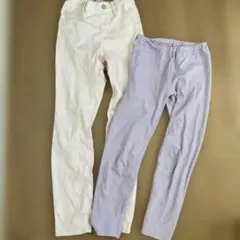 薄いピンク パープル　レギンス パンツ 140 ズボン　セット