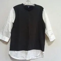 URBAN RESEARCH　七分袖カットソー　38号　黒✕白