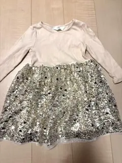 最終値下げ　H&M ベージュ スパンコール ワンピース