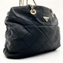 【価値高騰中】PRADA キルティング チェーン ショルダーバッグ 三角ロゴ 黒