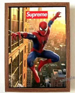 Supreme スパイダーマン　ポスターフレーム付き壁掛けパロディアート