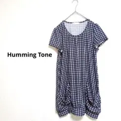 Humming Tone ハミングトーン 半袖チェック柄チュニック サイズL