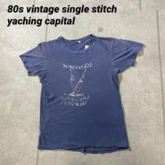 80sボロ　シングルステッチ　世界のヨットの首都　ロードアイランド　紺　メンズS
