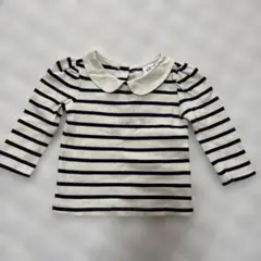 ストライプ襟付き長袖シャツ 12-18M