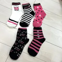 新品　女の子　女児　靴下　クルー丈　ソックス　21-24cm 5足セット