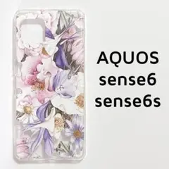AQUOS sense6/6s ケース クリア 花 透明 カバー ②