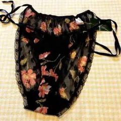 OPEN HARTS 黒花柄レースショーツ リボン