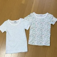 ☆プチバトー☆送料込み！半袖シャツ 花柄・ドット柄 2枚セット